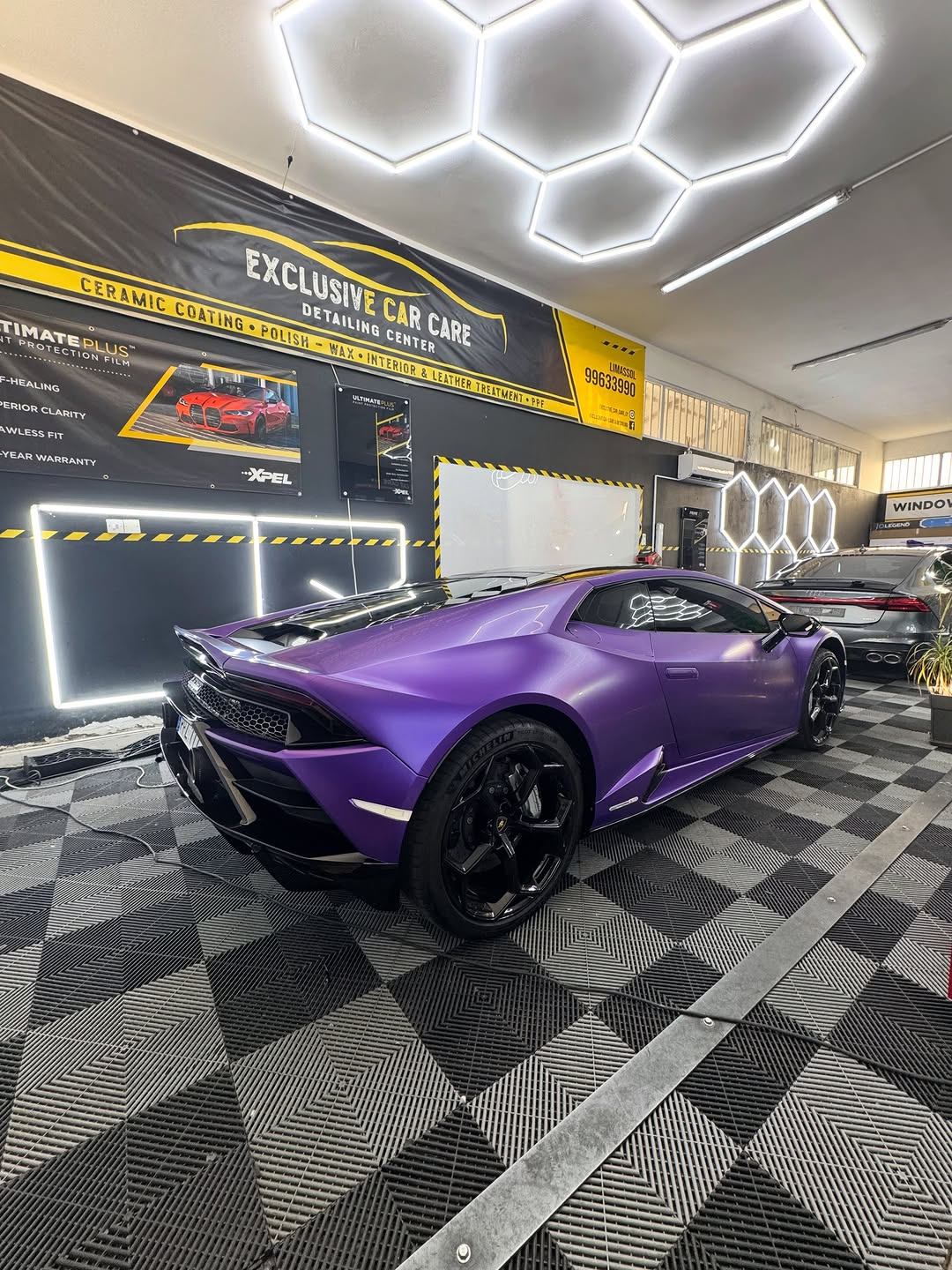 Μωβ Lamborghini Huracán colour wrap στη Λεμεσό